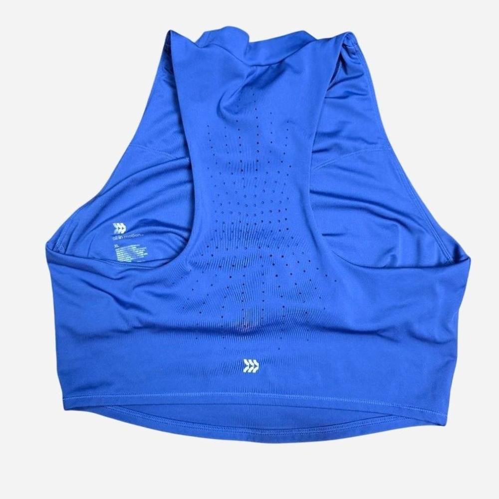 All In Motion Blue High Neck Racerback Perforated Active Crop Top XL - Picture 2 of 4
